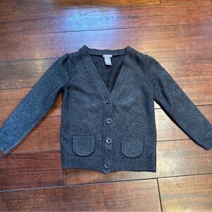 Ann Taylor Wool Blend 3/4 Sleeve Short Gray Cardigan Sweater With Mini Pockets